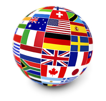 Globe with flags