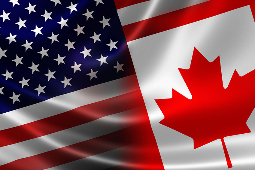 US & Canada flags