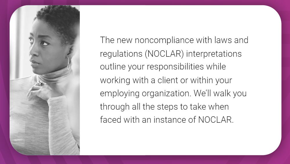 Responding to noncompliance with laws and regulations